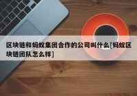 区块链和蚂蚁集团合作的公司叫什么[蚂蚁区块链团队怎么样]