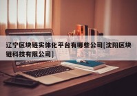 辽宁区块链实体化平台有哪些公司[沈阳区块链科技有限公司]